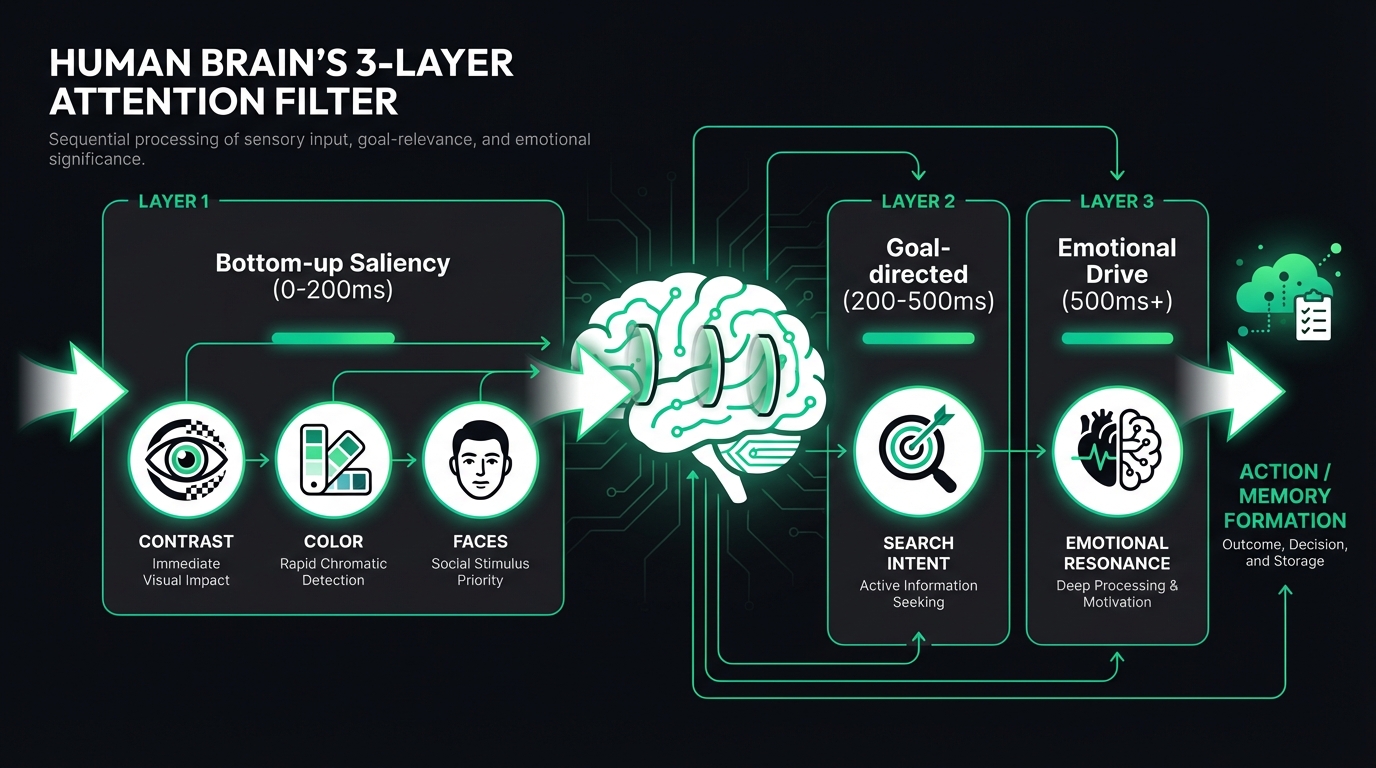注意力三层过滤模型：底层显著性、目标导向、情绪驱动