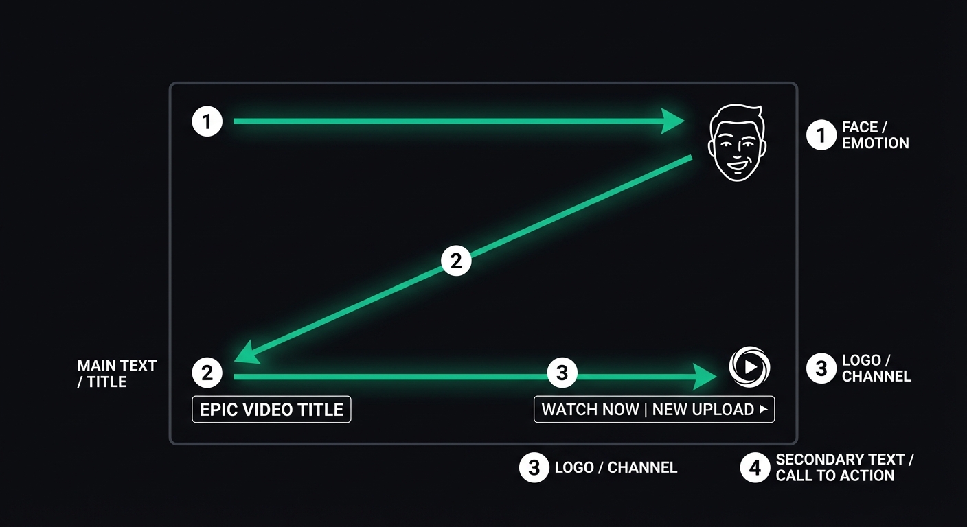 YouTube缩略图的Z型视觉扫描路径